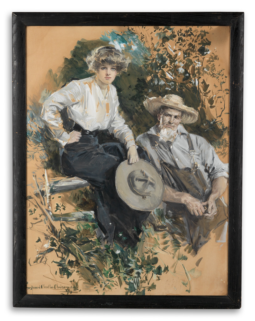 HOWARD CHANDLER CHRISTY. The farmer crossed the plowed strip to Saxon, and joined her on the rail.